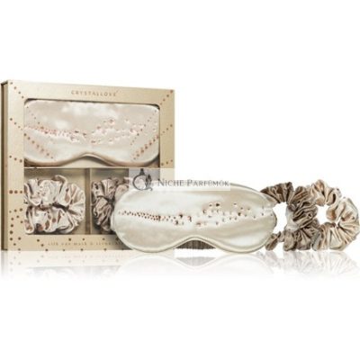 Crystallove Arany Selyem Szemmaszk és Hajgumi Készlet - Selyem anyag, Arany szín, tartalmaz szemmaszkot és hajgumit