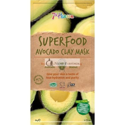 7th Heaven Superfood Avokádó Agyagos Maszk Ragyogó és Hámlasztó Maszk Avokádóval és Dióval a Mély Pórus Tisztításához, 10g