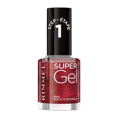 Rimmel London SuperGel Körömlakk - 044 Rock N Sparkle Sötét Piros