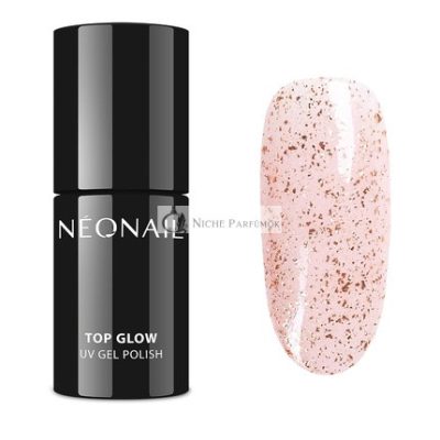 NEONAIL UV Körömlakk Top Coat Gel UV Top Glow Rózsaarany Pelyhek, 7.2ml