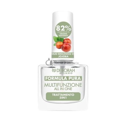 Deborah Milano Multifunkcionális Körömlakk Primer és Top Coat Természetes Összetevőkkel és Organikus Jojoba Olajjal, 8.5ml