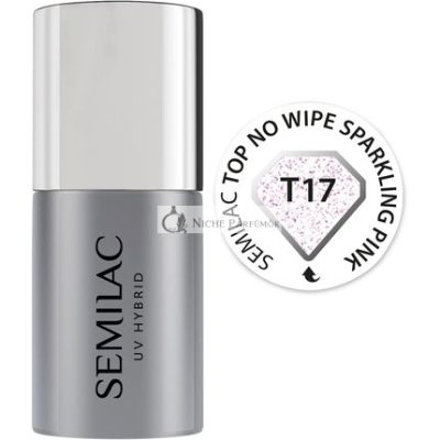 Semilac Top No Wipe Sparkling Pink T17 Top Coat UV Körömlakkhoz, 7ml