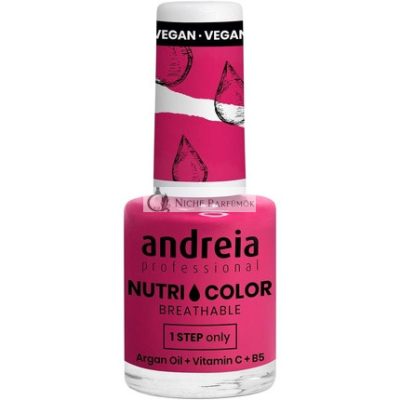 Andreia Professional NutriColor Lélegző Körömlakk Vegan és Állatkísérlet-mentes DIY Köröm Művészet Hosszú Tartó Fényes Szín NC36 Forró Rózsaszín, 10,5ml
