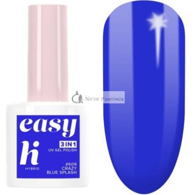 Hi Hybrid Egyszerű 3 az 1-ben Lunapark Crazy Blue Splash Hybrid Körömlakk, 5ml