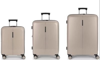 Brooklyn bézs bővíthető bőrönd szett