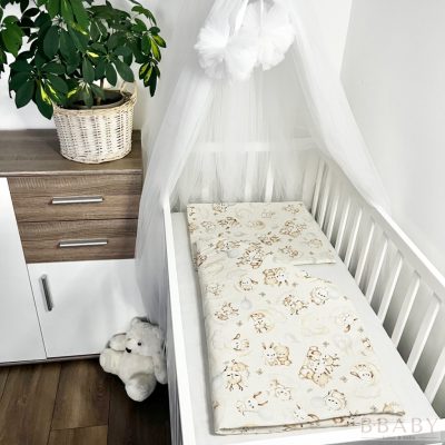 Állatbarát Álom bézs – 2 részes babaágynemű szett bébi állatokkal, 100% pamut