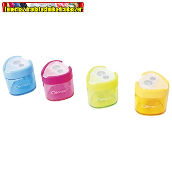 Hegyező CONNECT műanyag, 2 lyukú, tartályos vegyes színben