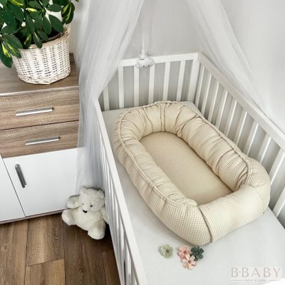 Krém waffle babafészek – 100% pamut, légáteresztő babafészek újszülötteknek