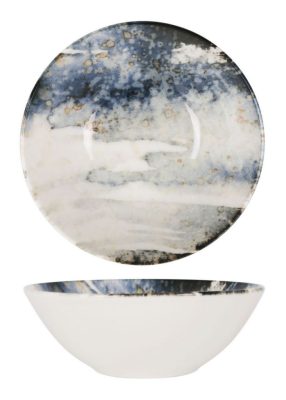 Catay kék-fehér márványhatású porcelán mélytányér, 14 cm