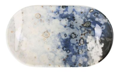 Catay kék-fehér márványhatású porcelán ovális tányér, 15x8.7x2.5 cm