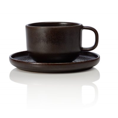 ONE METALLIC BROWN 220 ml-es kőporcelán teás csésze és alj