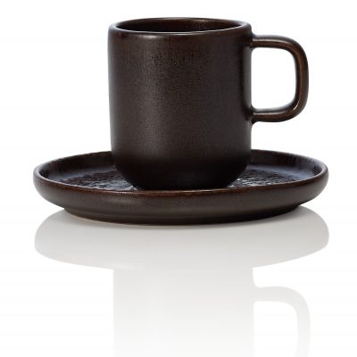 ONE METALLIC BROWN 90 ml-es kőporcelán Espresso csésze és alj