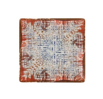 Ming III Charro porcelán négyzetes lapostányér – 16 cm, rusztikus prémium tálaláshoz