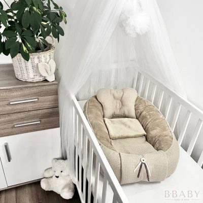 SzunDió babafészek szett – dióbarna waffle pamut és plüss textúra a természet ölelésében