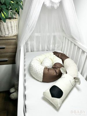 Brúnó – Kutyus szundi hengerpárna 200x20 cm | Babapárna pamut huzattal, antiallergén töltettel