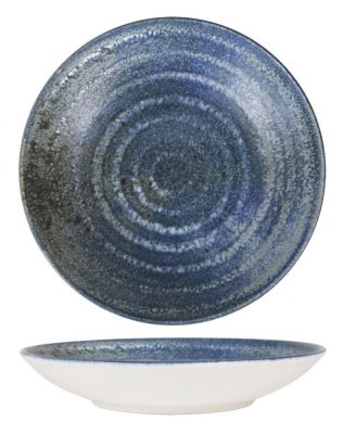 Turmae Éjkék Porcelán Mélytányér – 20 cm, Fine Dining tálaláshoz