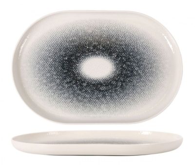 Mademoiselle Szürke Átmenetes Porcelán Ovális Tálalótál – 30x20 cm, Fine Dining tálaláshoz