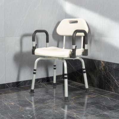 Forgatható fürdetőszék háttámlával, kartámaszzal