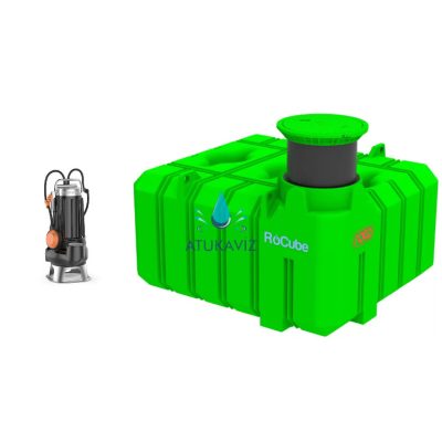 Lapos szennyvízgyűjtő tartály 5000 liter, 750literes szivattyúval