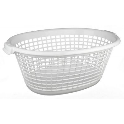 Ruháskosár fehér, ovális 65-48-29 cm