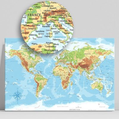 Kolumbusz 120x80 falitérkép, világtérkép utazóknak vászon 2 és 4 cm-es kivitelben