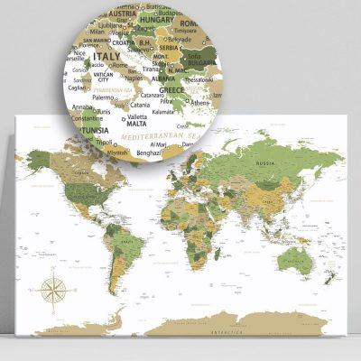 Magellan 200x133 falitérkép, világtérkép utazóknak vászon 2 és 4 cm-es kivitelben