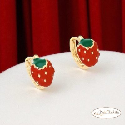  18K Gold Filled, bőrbarát gyerek fülbevaló - Eperke