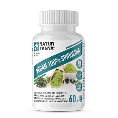 Natur Tanya® Vegán 100% Spirulina 500mg 60 tabletta, adalékanyagmentes mikroalga