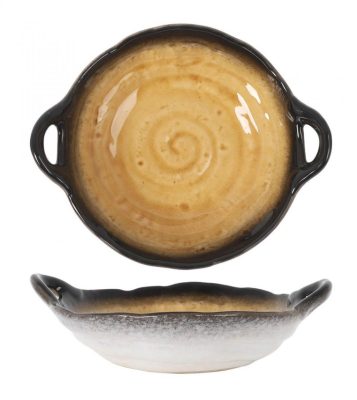 Garum füles salátástál, reaktív mázas porcelán, karamell színű, 25 cm
