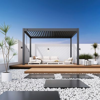 Rojaplast intro plus alumínium bioklimatikus pergola, szabadon álló, 4 X 3 méteres - szürke antracit