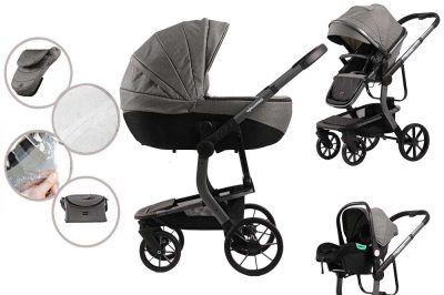 Mama Kiddies Icon 3az1ben multifunkciós babakocsi kiegészítőkkel szürke színben + Ajándék