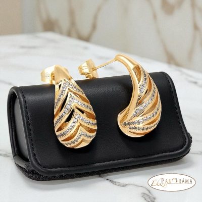 18K Gold Filled, kristályos, beszúrós fülbevaló - Nia