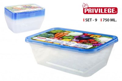 Privilege 9 darab 750 ml-es ételtároló dobez tetővel