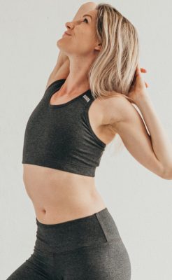 Ökopamut sportmelltartó - sötétszürke - PATENT DUO