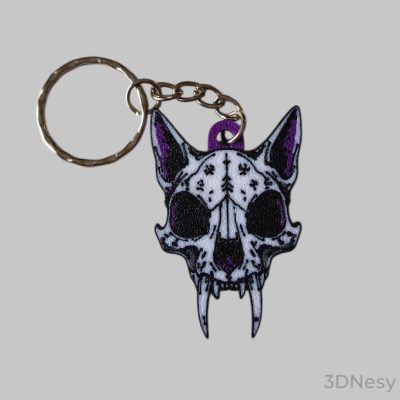 Macska koponya kulcstartó