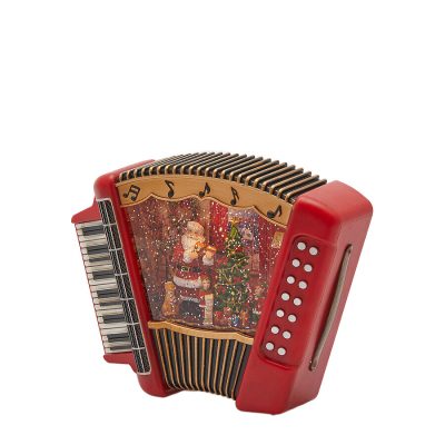 Harmónika téli jelenttel zenélő Led-es 19x26 cm