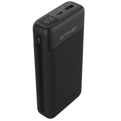 BlitzWolf® BW-P22 - gyorstöltős power bank - 20000mAh - LED töltésjelző, 22,5W töltési teljesítmény, USB-A + USB Type-C 