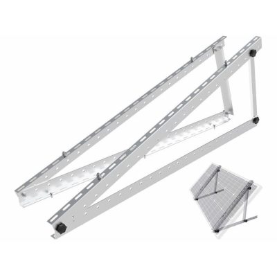 Állítható alumínium napelem tartókeret 118 cm széles, 150 kg teherbírású, dönthető szögállítással hajóra, lakóautóra, tetőre