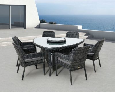 Rojaplast RIVERSIDE luxus étkező rattan garnitúra – grafit/antracit