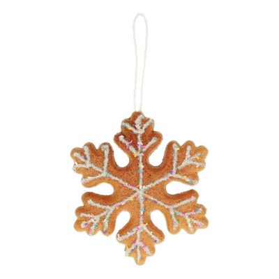 Mézeskalács hópehely cukormázzal, akasztós 15x13x2 cm