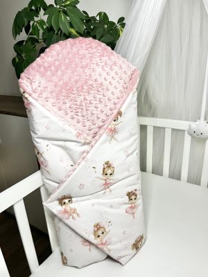 Bbaby kókuszpólya – Púdertánc minky, balerinás pamutvászon és kivehető kókuszbetét