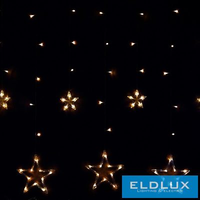 WISDOM fényfüzér meleg fényű 115LED 10db csillag 2x1m átlátszó kábellel Max Cs. 4db 8 fun. IP44