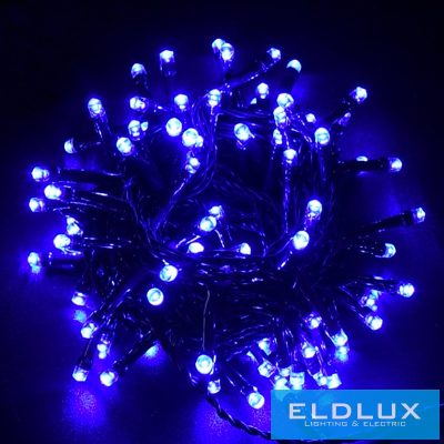 WISDOM fényfüzér kék fényű 300LED 15m zöld kábellel 8 fun. IP44