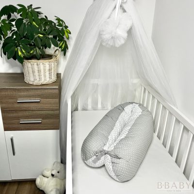 Egyenes vonalú kismamapárna – Szürkepötty | Letisztult kényelem minden élethelyzethez