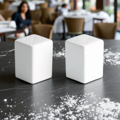 Szögletes só - és borsszóró porcelán 4x4x5,5 cm