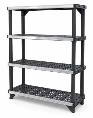 Keter FUSED 4 polcos fémmerevítésű állvány – 720 kg teherbírás, fekete/szürke