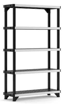 Keter FUSED 5 polcos fémmerevítésű állvány – 900 kg teherbírás, fekete/szürke