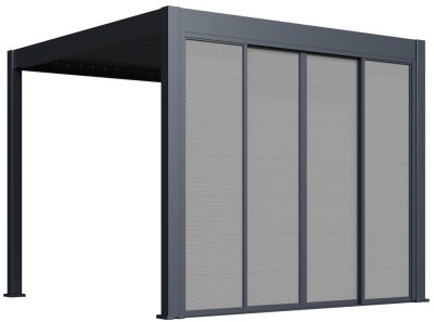 Rojaplast 3 m tolópaneles oldalfal bioklimatikus pergolához – szürke-fekete