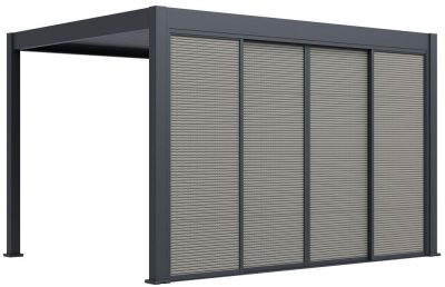 Rojaplast 4 m tolópaneles oldalfal bioklimatikus pergolához – szürke-fekete