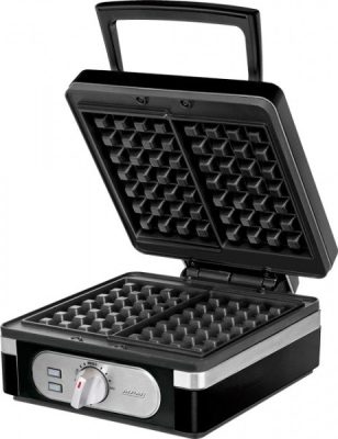 MPM Gofrisütő téglalap fekete/inox 1400W hőmérséklet szabályozóval MGO-24